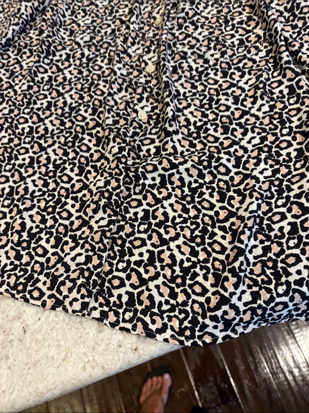 LOFT Leopard-Print Button Front Blouse in Black, Cream and Tan
